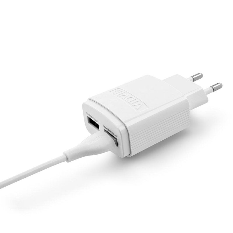 Travel charger VIDVIE PLE245 2.4A 2xUSB+cable USB/Micro white