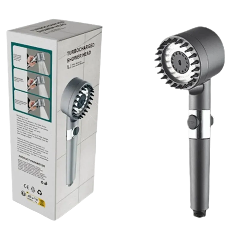 3-mode turbo-charged filtered shower head displaying the spinning internal propeller fan and custom spray modes on Spotngrab Lebanon